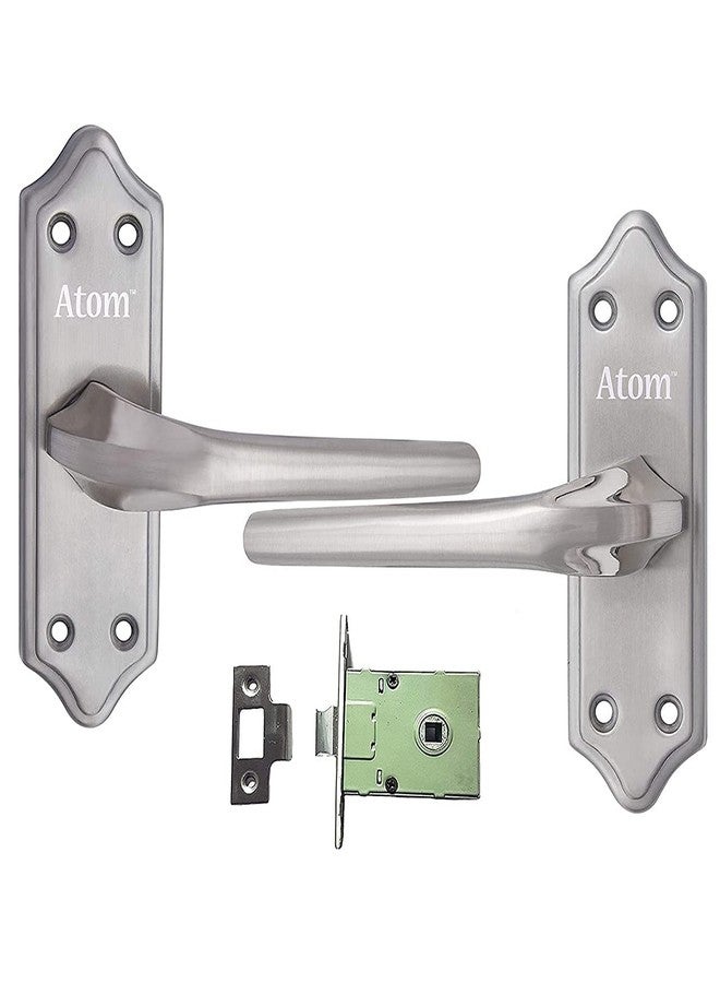 Atom Stainless Steel Bathroom Door Lock, Mortise Door Handle with Baby Latch Lock, Silver Satin Finish, Keyless, Bathroom Lockset for Door, Balcony Toilet Washroom, Skala-Bl - Image 2